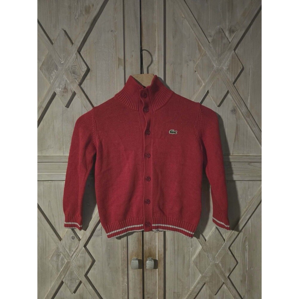 NWT Boys Lacoste Red and White Sweater Size 6 Long Sleeve